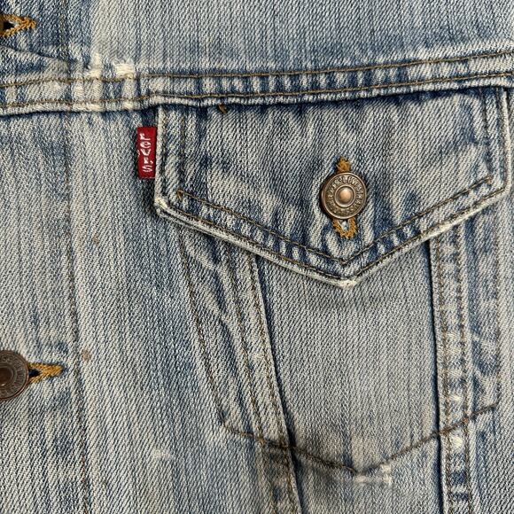 Vintage Levi’s Trucker Jacket XL Blue Denim Distressed Negative Space 70515-0518 - Picture 2 of 16